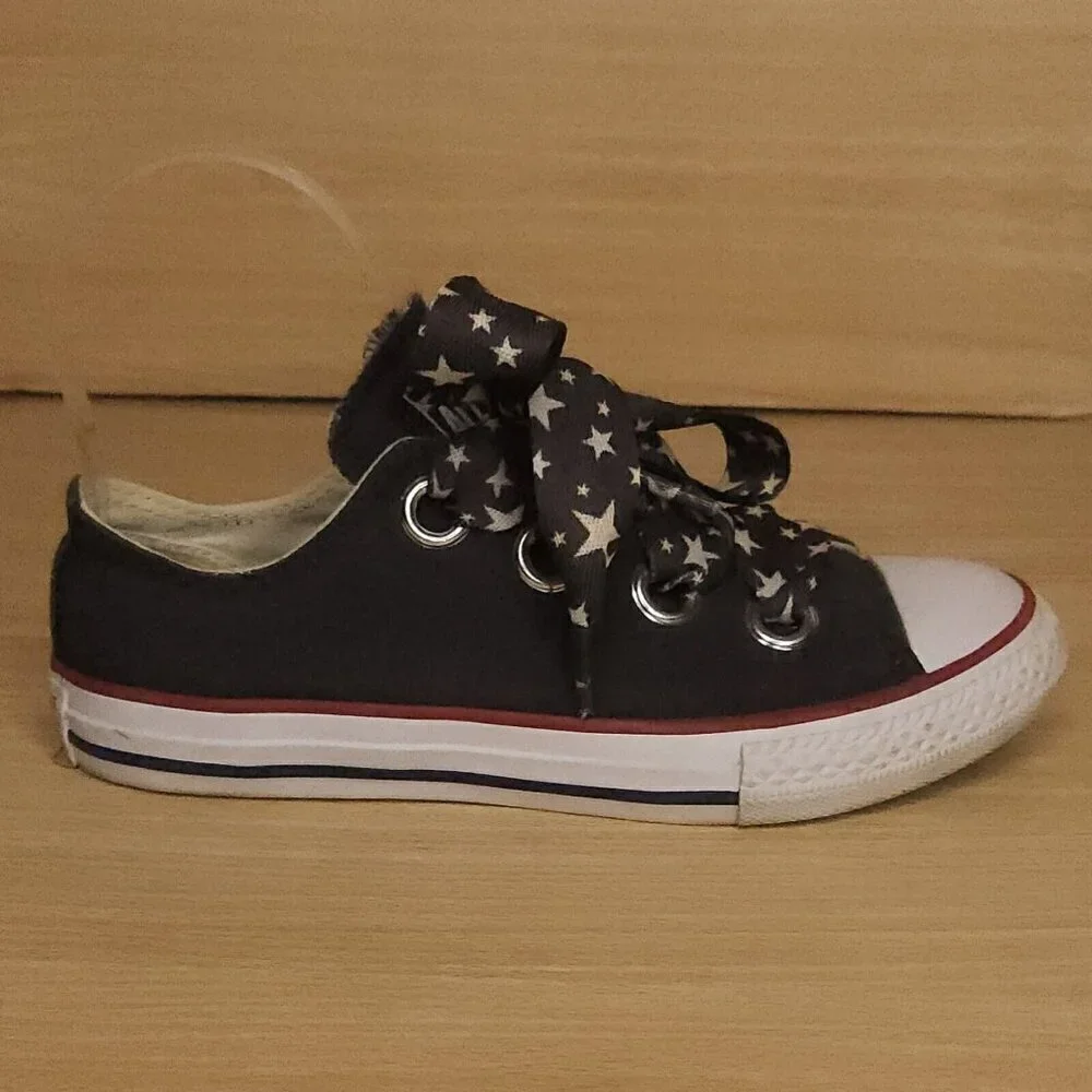 Converse Chuck Taylor Girl's Charcoal Grey Sneaker Ribbon Laces 2